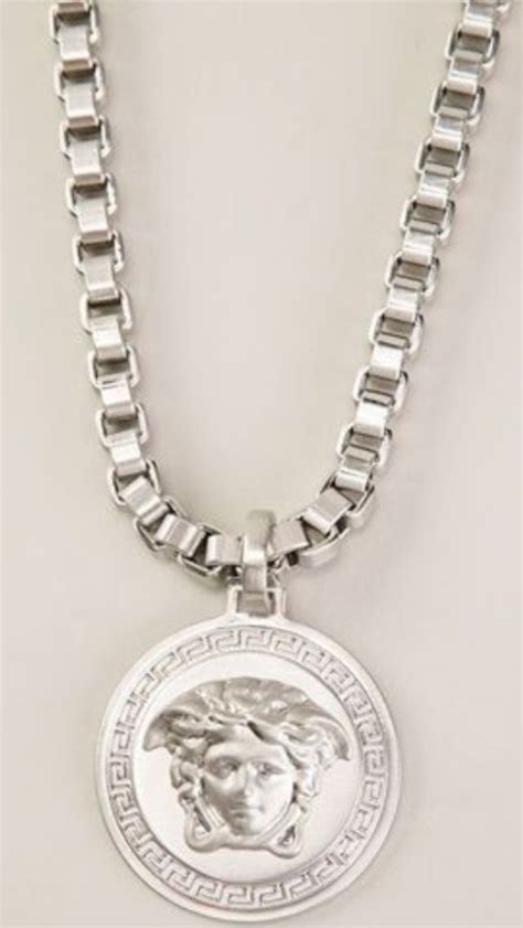 versace silver necklace|Versace lock statement necklace.